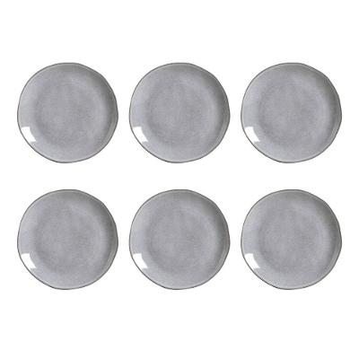 Conjunto de Pratos Rasos Porto Brasil Orgânico Concreto com 6 Peças - Cinza