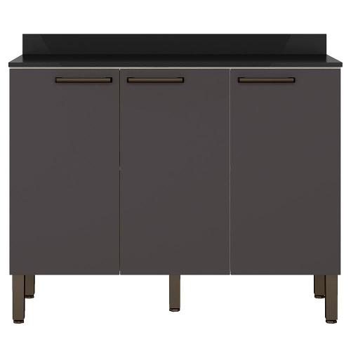 Balcão Triplo Bartira Veneza com 3 Portas e 1 Prateleira - 108,4cm de largura - Freixo/Grafite