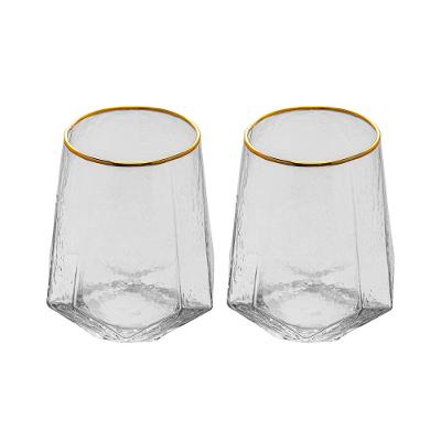 Conjunto com 2 Copos Baixos em Cristal com Fio de Ouro Taj Wolff - 550ml
