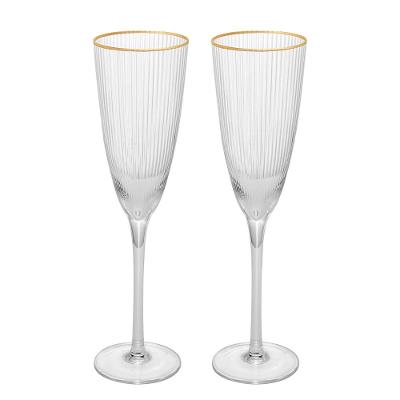 Conjunto de Taças para Champanhe Wolff com Borda Dourada Lines 300 ml em Vidro – 2 Peças