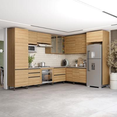 Cozinha Bartira Cristal com 13 Portas, 5 Gavetas, 13 Prateleiras e Nicho para Forno e Micro-ondas - 762,8cm de Largura