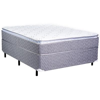 Cama Box Queen Size Luckspuma Valência Comfort com Molas Ensacadas e Pillow Top 64x158x198cm - Cinza Rústico/Branco