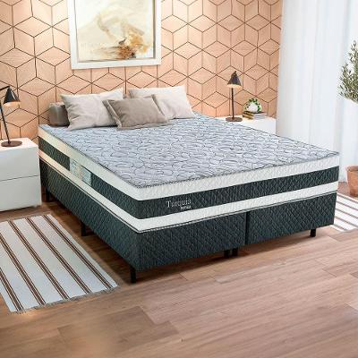Cama Box Queen Size Biflex Turquia com Molas Ensacadas e Pillow Inn 69x158x198cm - Branco/Grafite