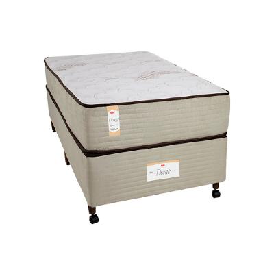 Cama Box Solteirão Castor Dome One Revestida em Tecido Suede + Colchão com Molejo Tecnopedic e Revestimento em Malha 27x100x200cm - Bege