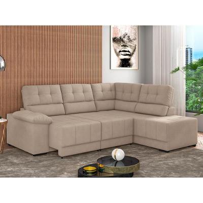 Sofá de Canto 5 Lugares Besthouse Firenze, Retrátil/Reclinável, 246/210 cm de Largura e Revestido em Suede Veludo