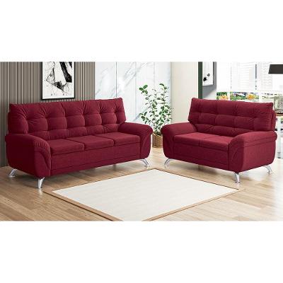 Sofá 3 e 2 Lugares Linoforte Arezzo Revestido em Tecido Suede com Larguras de 202cm e 152cm
