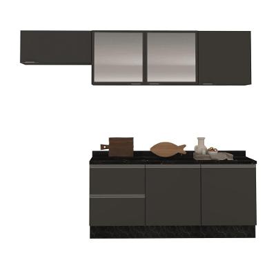 Cozinha Completa Bartira Linea 6 Portas, 3 Gavetas e 2 Portas de Vidro - 260cm de largura