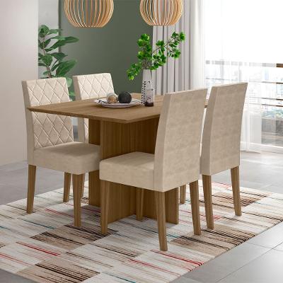 Mesa de Jantar Retangular Poliman Helo com 4 Cadeiras - 120 cm de Largura