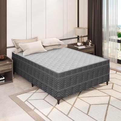 Cama Box de Casal Ortobom New Caring com Europillow e Molas Nanolastic 44x138x188cm - Cinza/Branco
