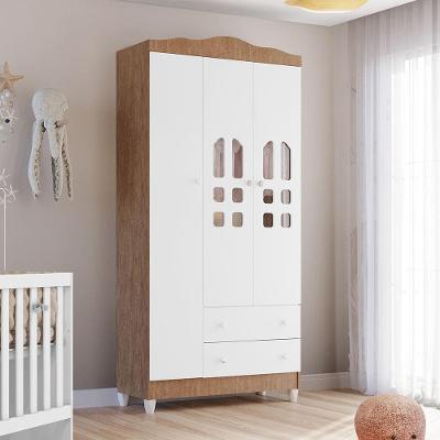 Guarda-Roupa Infantil Carolina Baby Eloa com 3 Portas, 2 Gavetas e 4 Prateleiras – 94cm de largura