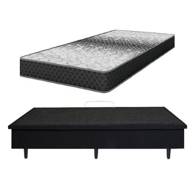 Cama Box Solteiro MGA Lift com Baú e Pistão a Gás + Colchão Umaflex Thor Espuma D33 19x88x188cm – Preta e Cinza