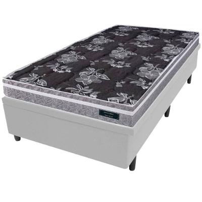 Colchão de Solteiro Globalflex Versalitis D33 + Base Box MGA Lift Cotton com Baú e Pistão à Gás 58x88x188cm - Cinza/Branco/Preto Floral