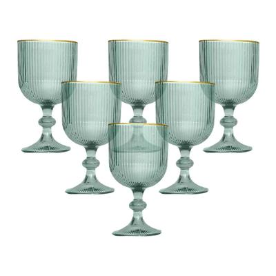 Conjunto de Taças L`Hermitage Cameratta 365ml com Borda Dourada em Cristal Ecológico Verde - 6 Peças