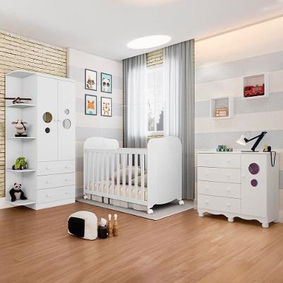 Guarda-Roupa Infantil Peroba Duda Plus, 86 cm de Largura + Cômoda com 1 Porta, 4 Gavetas, 1 Prateleira, 95,3 cm de Largura + Berço Americano