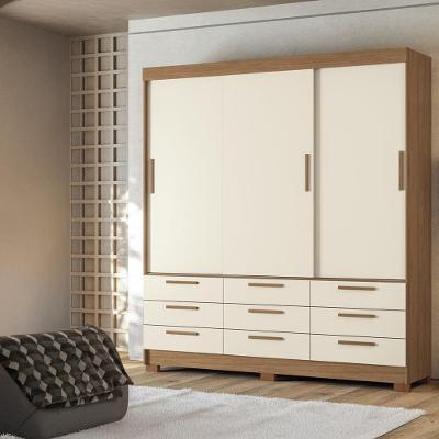Guarda-Roupa Casal Santos Andirá Morretes com 3 Portas de Correr, 9 Gavetas e 4 Prateleiras - 194,4cm de largura