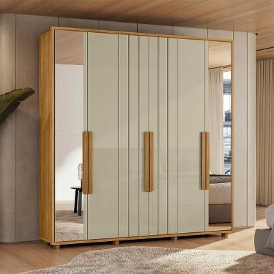 Guarda-Roupa Casal Madetec Portinari com Espelhos 6 Portas 4 Gavetas Ripado Angular Amortecimento Cabideiro Extensível
