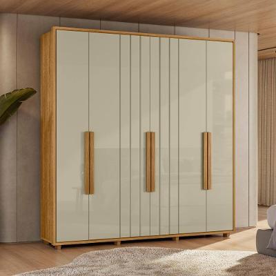 Guarda-Roupa Casal Madetec Portinari 6 Portas 4 Gavetas Ripado Angular Amortecimento Cabideiro Extensível