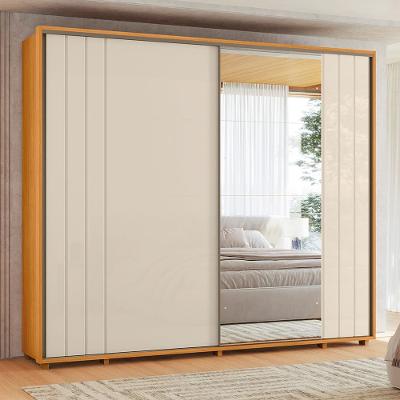 Guarda-Roupa Casal Madetec Dalí Com Espelhos 2 Portas de Correr 8 Gavetas Cabideiro Extensível Escada Retrátil
