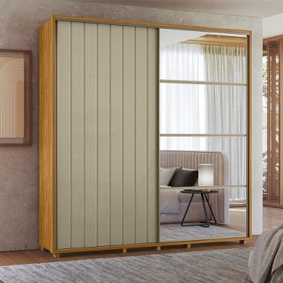 Guarda-Roupa Casal Madetec Monet Com Espelhos 2 Portas Correr Ripado Amortecimento Cabideiro Extensível 4 Gavetas