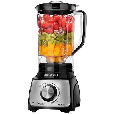 Liquidificador Mondial Turbo L-1100 com 12 Velocidades 1100W - Preto/Inox