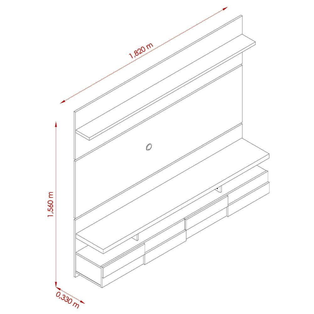 Painel com Bancada Suspensa Madetec Lana com 1,82 cm de Largura, Ideal para TV de Até 60” - 1