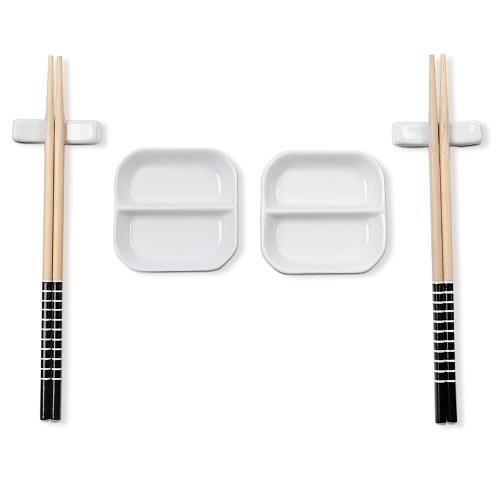 Conjunto de Hashi e Molheiras 2 Pessoas Haus Concept Nankin em Madeira e Cerâmica – 6 Peças