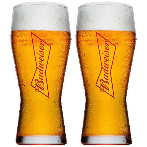 Conjunto com 2 Copos para Cerveja Budweiser Gravata Vermelha Globimport - 400ml