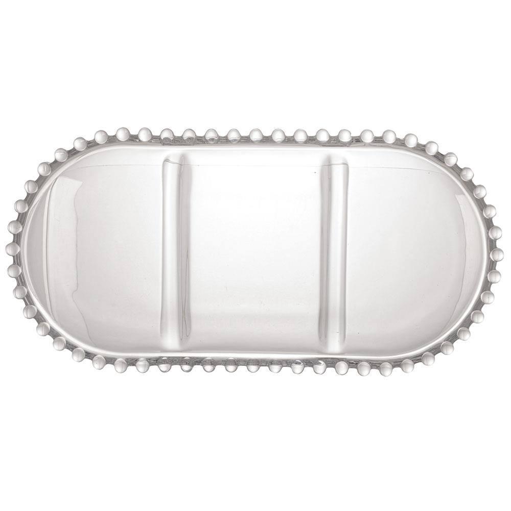 Petisqueira Oval com 3 Divisórias Wolff Gourmet em Cristal Transparente - 30 cm - 2