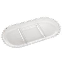 Petisqueira Oval com 3 Divisórias Wolff Gourmet em Cristal Transparente - 30 cm - 1