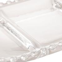 Petisqueira Oval com 3 Divisórias Wolff Gourmet em Cristal Transparente - 30 cm