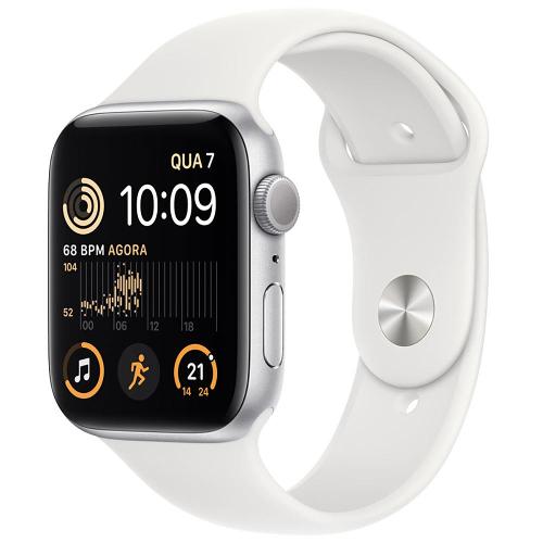 Apple Watch SE GPS + Cellular Caixa Prateada de Alumínio 44 mm Pulseira Esportiva Branca