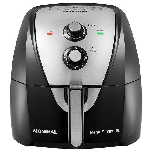 Fritadeira Elétrica Sem Óleo Air Fryer Mondial Mega Family AFN-80-BI 8L – Preta/Inox