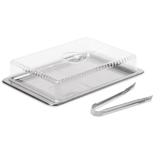 Conjunto para Frios Brinox Átina 1413/100 em Inox e Acrílico - 3 Peças