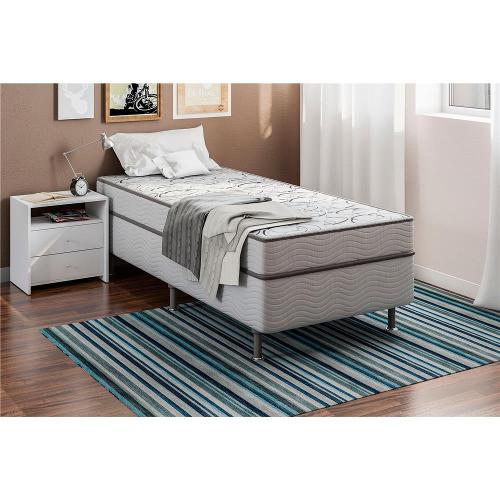 Cama Box Conjugada Solteiro Ortobom Turin Ortopédico com Ortopillow 55x88x188cm - Branco/Cinza