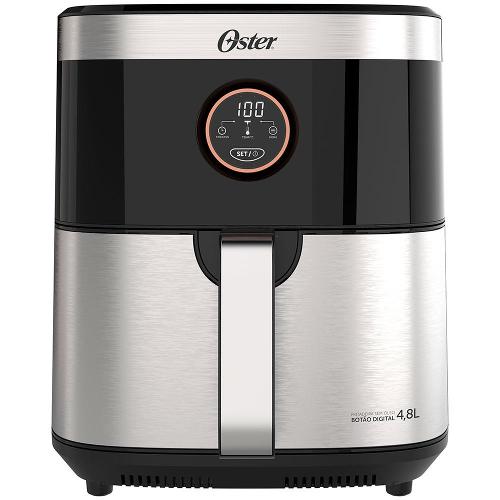 Fritadeira Elétrica Sem Óleo Air Fryer 2 em 1 Oster OFRT660 4,8L com Função Desidratar – Black Inox