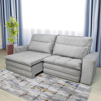 Sofá 5 Lugares Luizzi Colombo Retrátil, Reclinável e Revestido em Tecido Veludo Slim 250 cm Largura