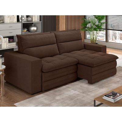 Sofá 4 Lugares Luizzi Colombo Retrátil e Reclinável, Revestido em Tecido Veludo Slim - 230cm largura