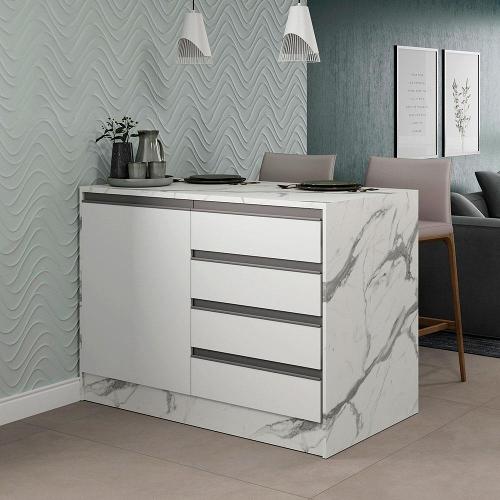 Bancada Bartira Gourmet com 1 Porta, 4 Gavetas e 1 Prateleira - 126cm de largura