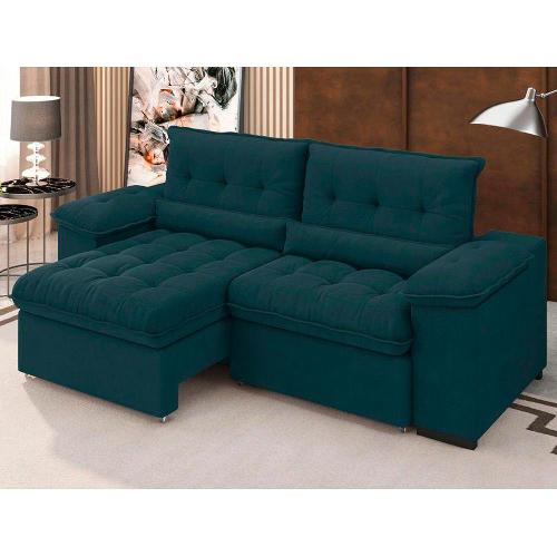 Sofá 3 Lugares Besthouse Arezzo com Assento Retrátil e Encosto Reclinável em Revestimento Suede Veludo 215 cm de Largura