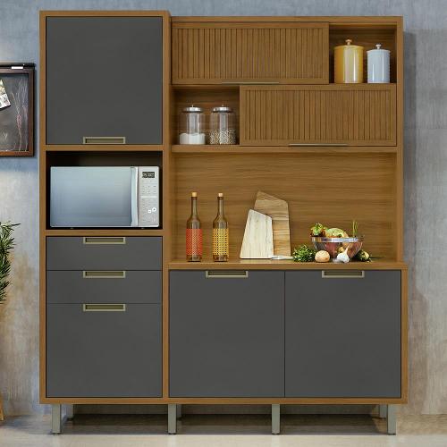 Cozinha Compacta em MDF Loft Nesher Imperatriz com 6 Portas, 2 Gavetas, 11 Prateleiras - 183cm de largura