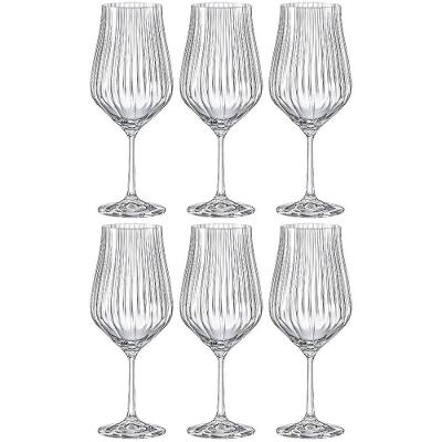 Conjunto de Taças para Água Bohemia Tulipa Optic em Cristal 550ml - 6 Peças