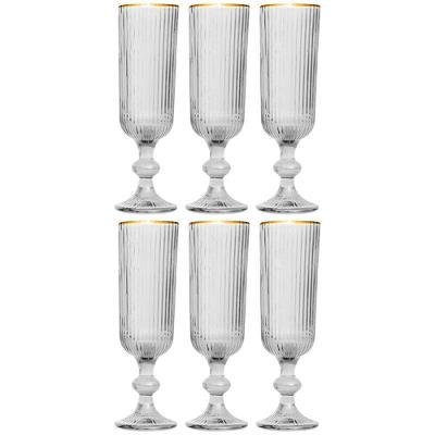 Conjunto de Taças L`Hermitage Cameratta em Vidro com Borda Dourada 160ml - 6 Peças