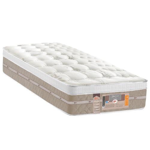 Colchão Viúva Castor Silver Star Air com Molas Ensacadas e Euro Pillow 32x120x203 cm - Branco/Bege