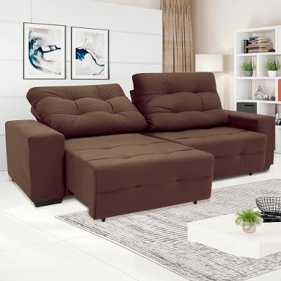 Sofá 4 Lugares Linoforte Bonno Retrátil e Reclinável Revestido em Tecido Suede - 230cm de Largura