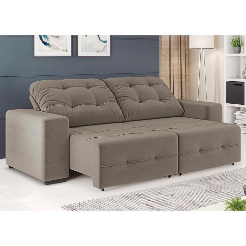 Sofá 4 Lugares Linoforte Bonno Retrátil e Reclinável Revestido em Tecido Suede - 230cm de Largura