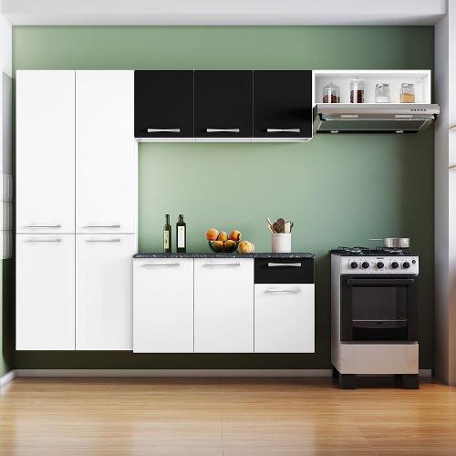 Cozinha Compacta Itatiaia Bolt com 10 Portas, 1 Gaveta e 8 Prateleiras - 244,6cm de largura