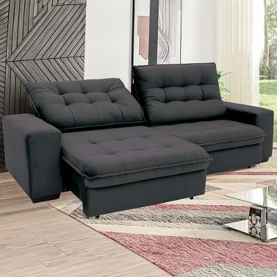 Sofá 4 Lugares Linoforte Benetton com Assento Retrátil, Encosto Reclinável e Revestido em Tecido Suede - 229cm de largura