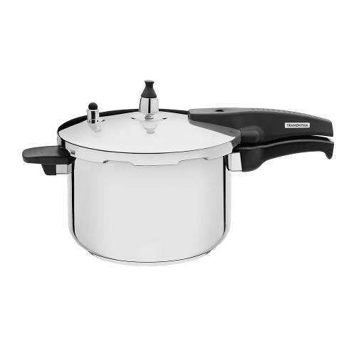 Panela de Pressão 6L Tramontina Allegra em Aço Inox com Fundo Triplo e Cabo Antitérmico
