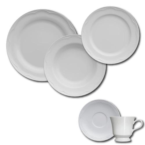Aparelho de Jantar, Chá e Sobremesa 20 Peças Germer Cottage em Porcelana - Branco