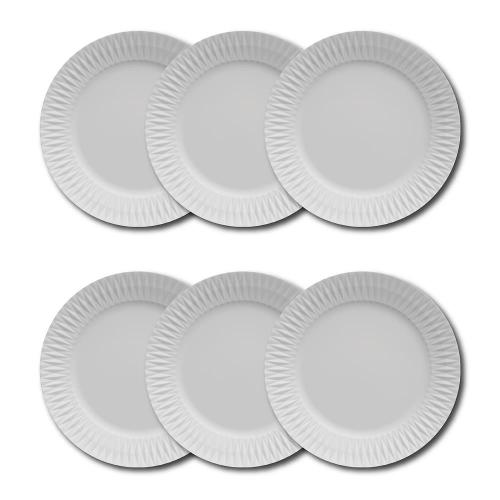 Conjunto de Pratos Rasos Germer Diamante em Porcelana Branco – 6 Peças